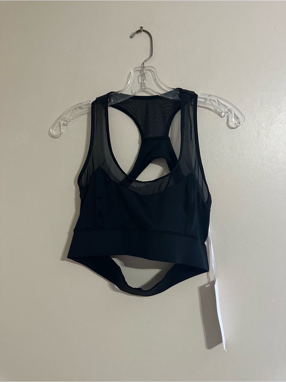Varley Black Mesh Racerback Sport Crop Bra